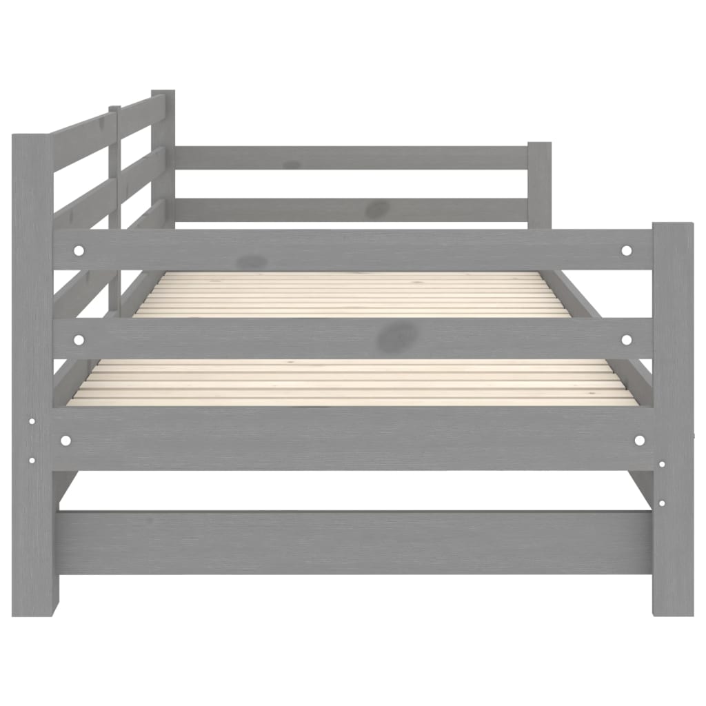 Slaapbank Uitschuifbaar Massief Grenenhout 2X(90X200) Cm Grijs