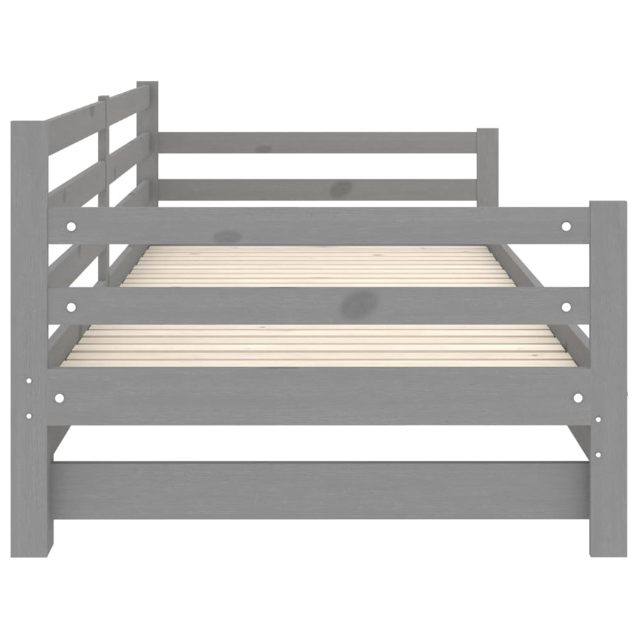 Slaapbank Uitschuifbaar Massief Grenenhout 2X(90X200) Cm Grijs