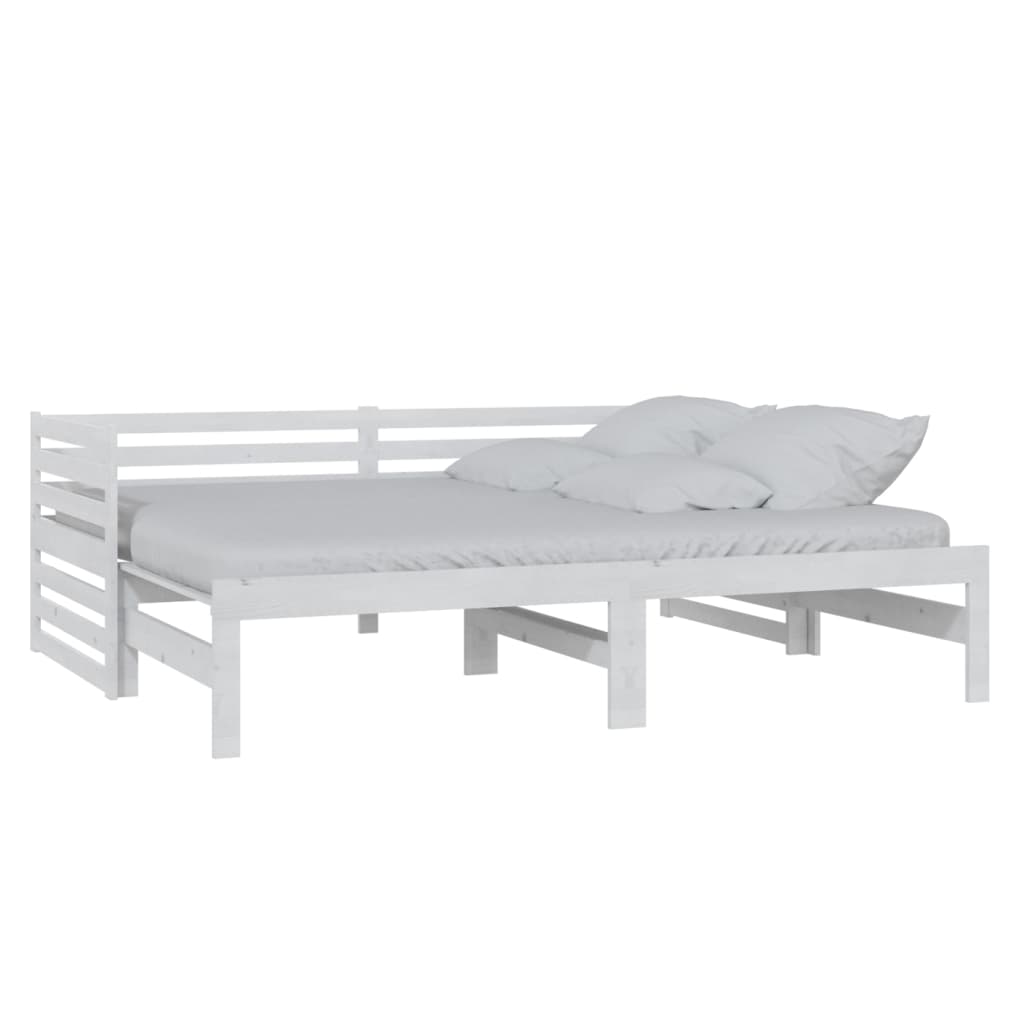 Bedbank Uitschuifbaar Massief Grenenhout 2X(90X200) Cm Wit