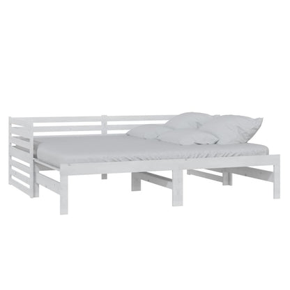 Bedbank Uitschuifbaar Massief Grenenhout 2X(90X200) Cm Wit
