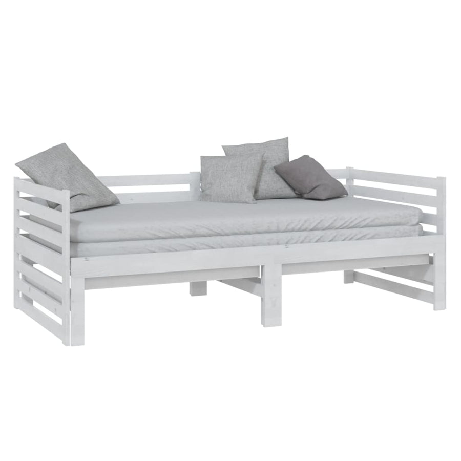 Bedbank Uitschuifbaar Massief Grenenhout 2X(90X200) Cm Wit