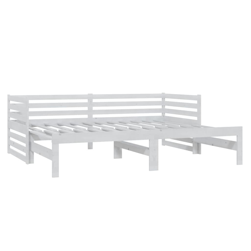 Bedbank Uitschuifbaar Massief Grenenhout 2X(90X200) Cm Wit