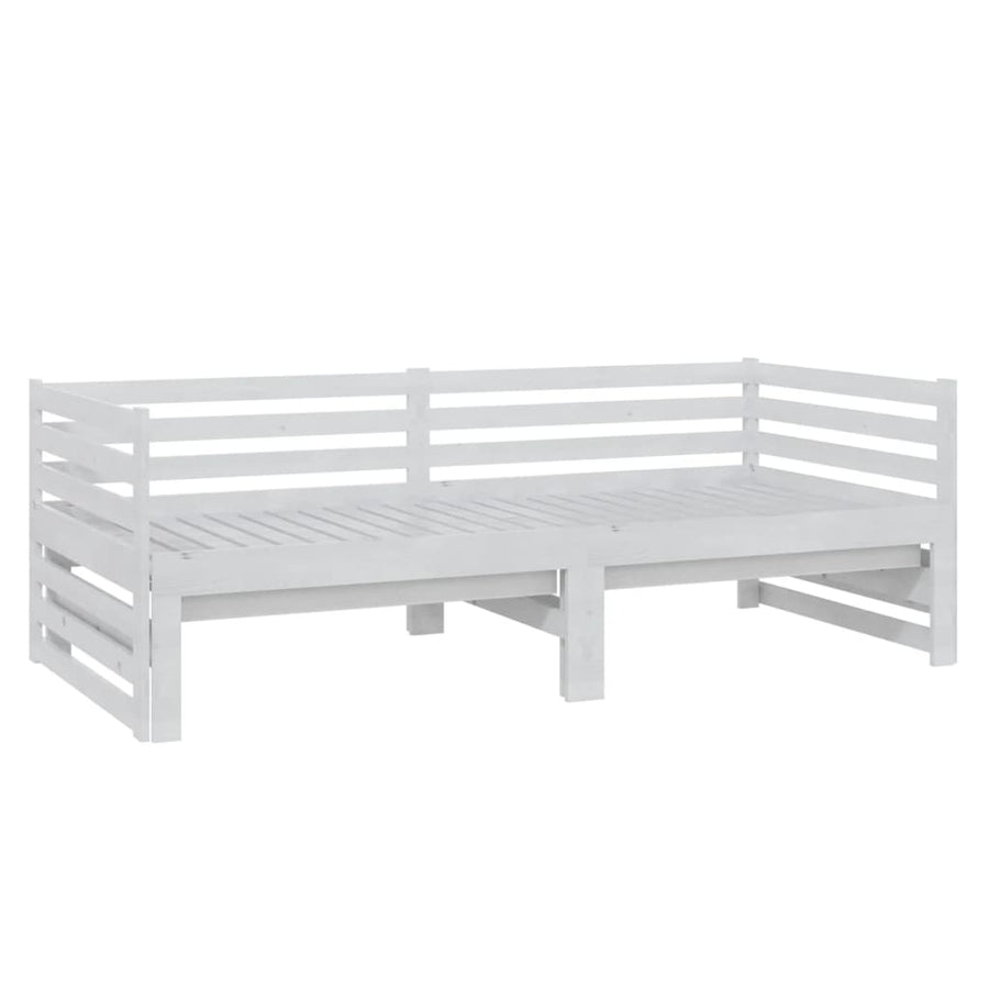 Bedbank Uitschuifbaar Massief Grenenhout 2X(90X200) Cm Wit