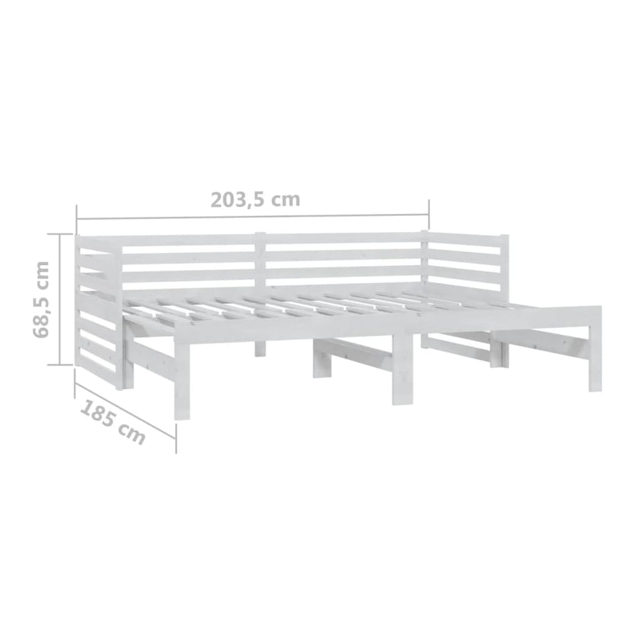 Bedbank Uitschuifbaar Massief Grenenhout 2X(90X200) Cm Wit