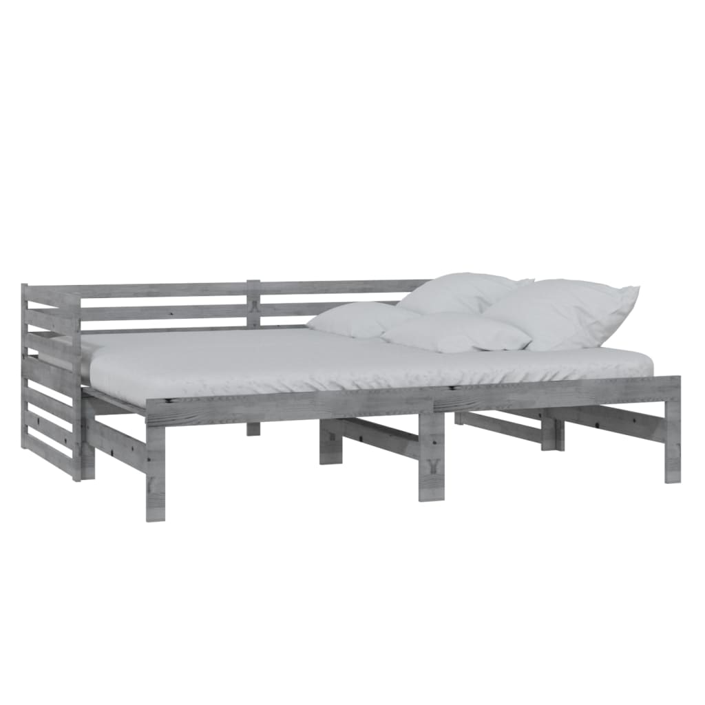 Bedbank Uitschuifbaar Massief Grenenhout 2X(90X200) Cm Grijs