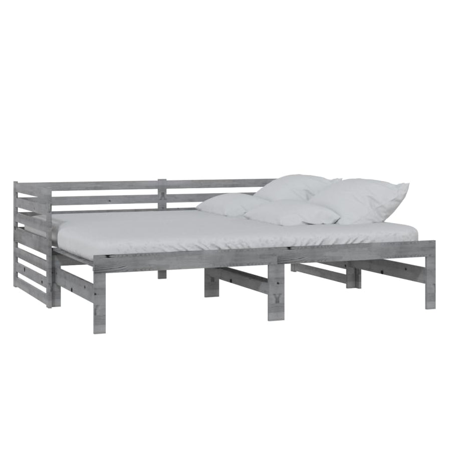 Bedbank Uitschuifbaar Massief Grenenhout 2X(90X200) Cm Grijs