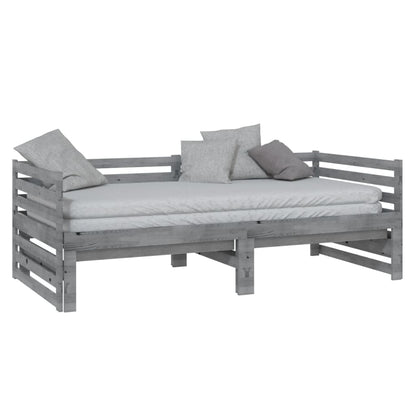 Bedbank Uitschuifbaar Massief Grenenhout 2X(90X200) Cm Grijs