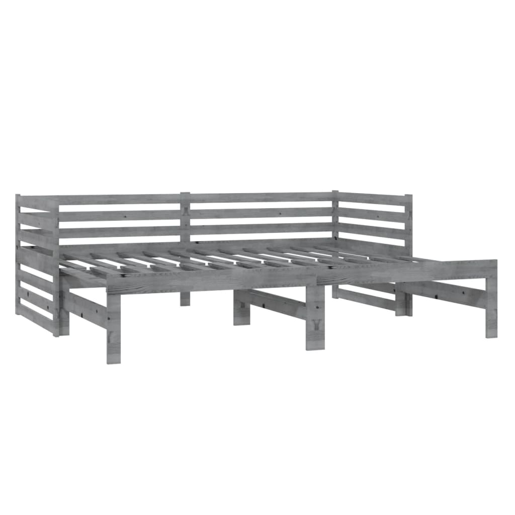 Bedbank Uitschuifbaar Massief Grenenhout 2X(90X200) Cm Grijs