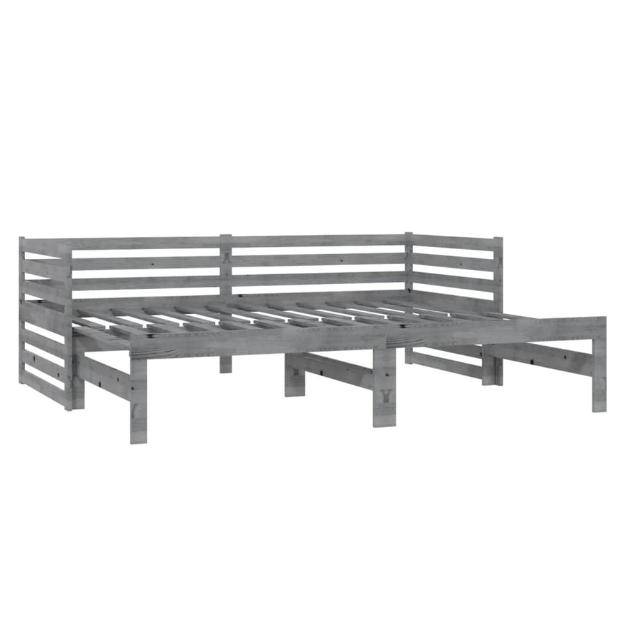 Bedbank Uitschuifbaar Massief Grenenhout 2X(90X200) Cm Grijs