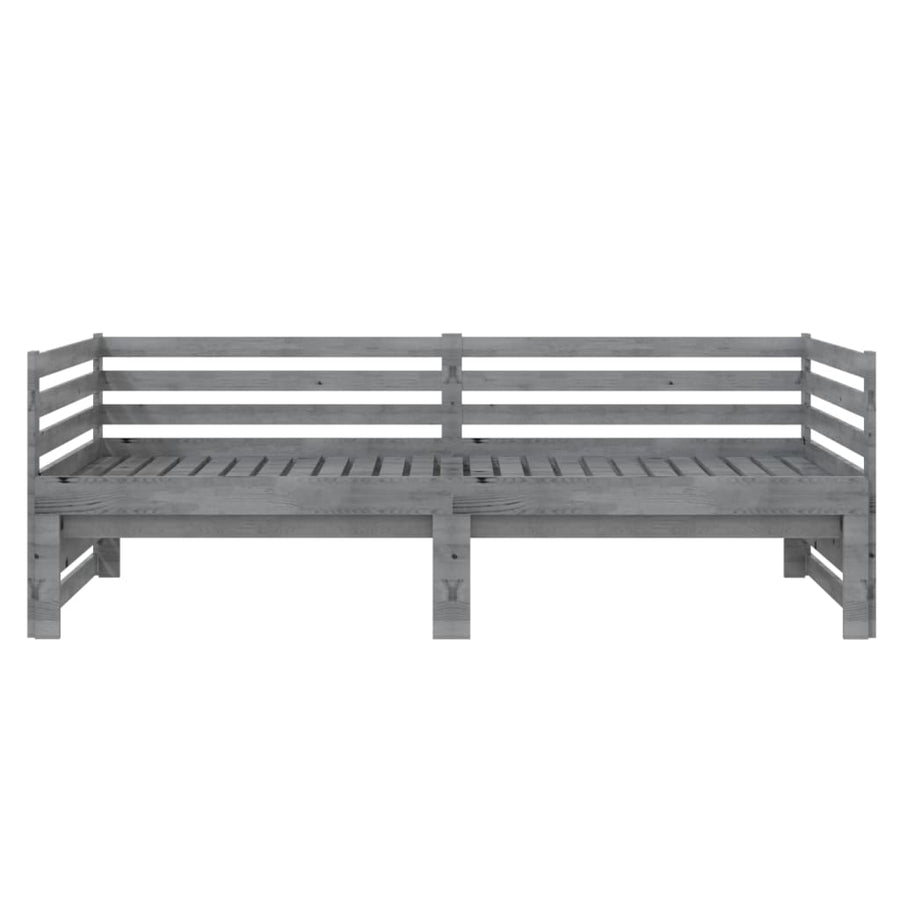 Bedbank Uitschuifbaar Massief Grenenhout 2X(90X200) Cm Grijs