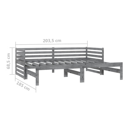 Bedbank Uitschuifbaar Massief Grenenhout 2X(90X200) Cm Grijs