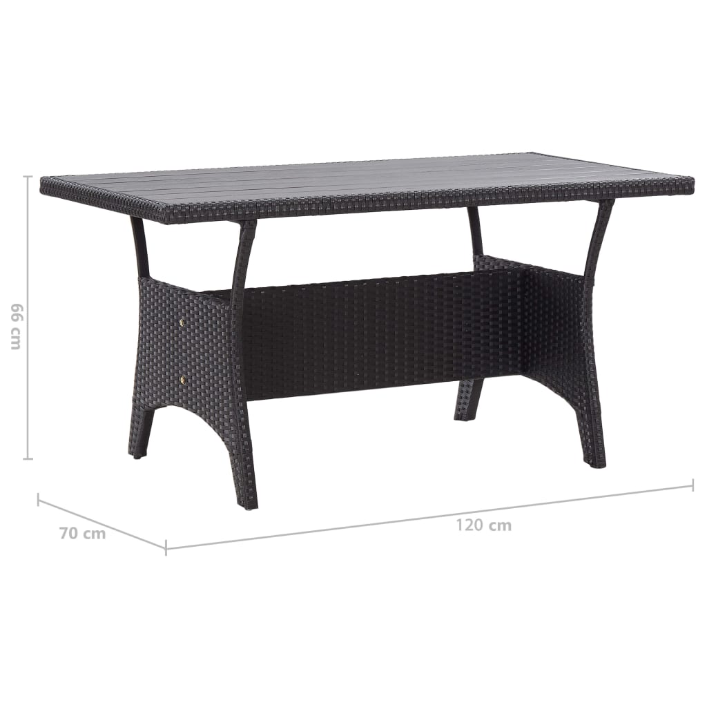 Tuintafel 120X70X66 Cm Poly Rattan Zwart