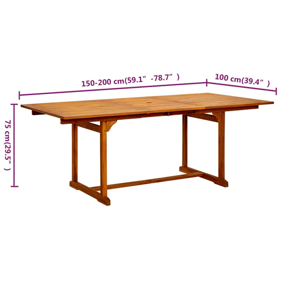 Tuintafel (50-200)X00X75 Cm Massief Acaciahout 200 x 100 x 75 cm Rechthoekig