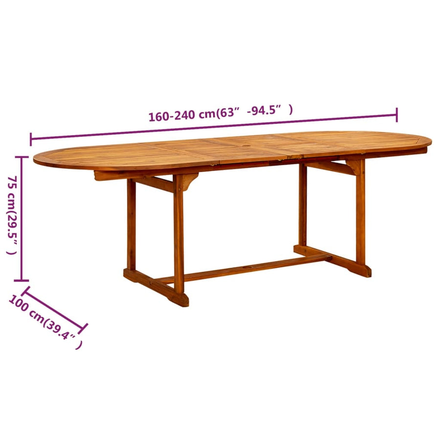 Tuintafel (160-240)X100X75 Cm Massief Acaciahout 240 x 100 x 75 cm