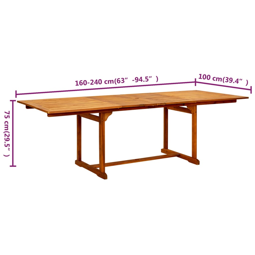 Tuintafel (160-240)X100X75 Cm Massief Acaciahout 240 x 100 x 75 cm