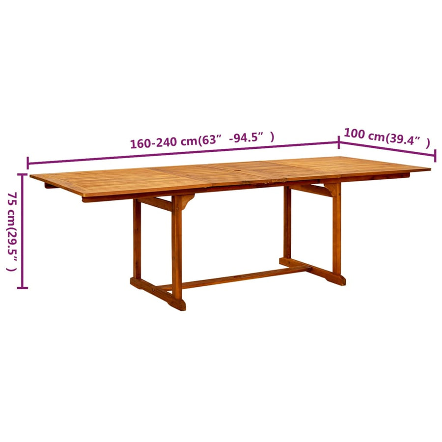 Tuintafel (160-240)X100X75 Cm Massief Acaciahout 240 x 100 x 75 cm