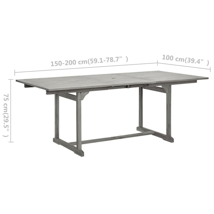 Tuintafel (50-200)X00X75 Cm Massief Acaciahout 200 x 100 x 75 cm Rechthoekig