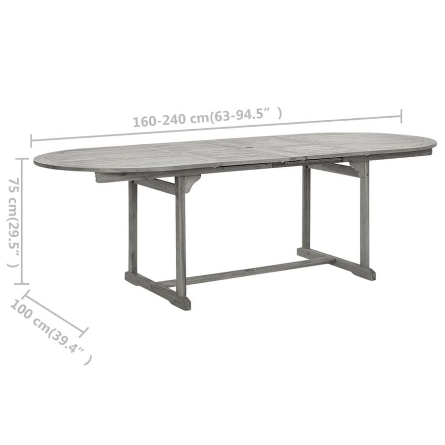 Tuintafel (60-240)X00X75 Cm Massief Acaciahout 240 x 100 x 75 cm ovaal