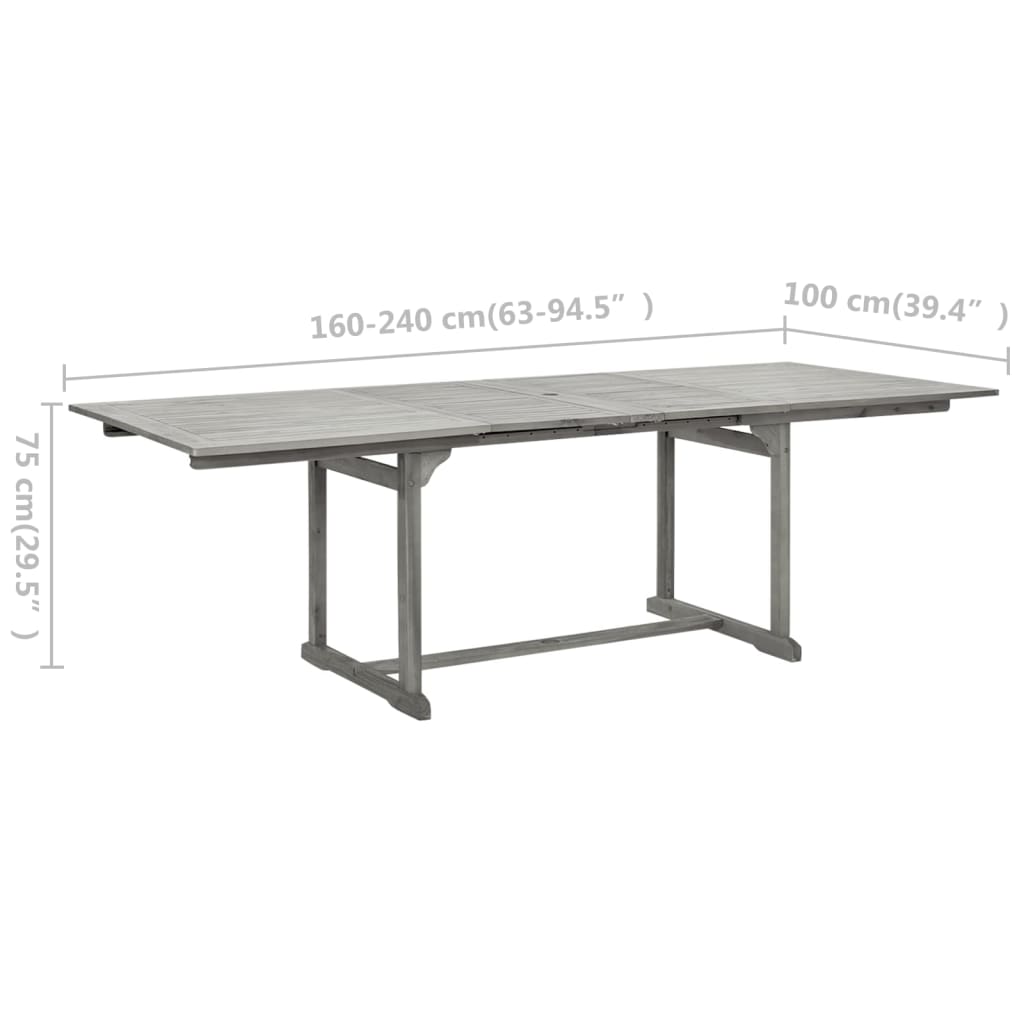 Tuintafel (60-240)X00X75 Cm Massief Acaciahout 240 x 100 x 75 cm Rechthoekig