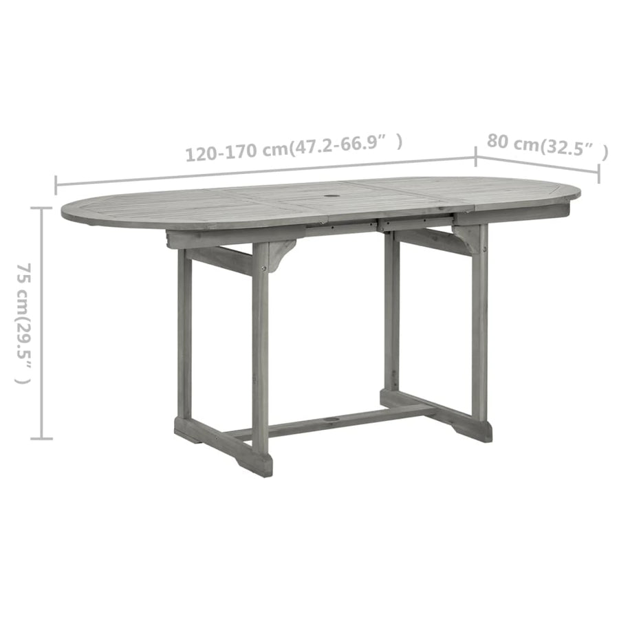 Tuintafel (20-70)X80X75 Cm Massief Acaciahout 170 x 80 x 75 cm ovaal