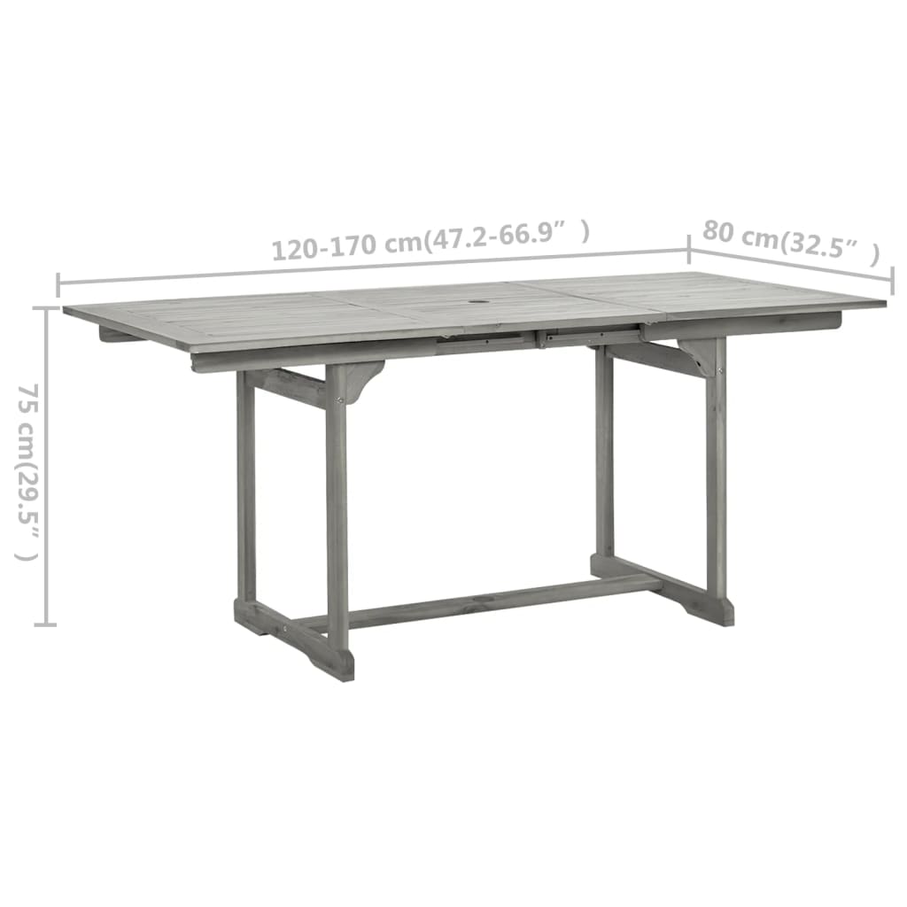 Tuintafel (20-70)X80X75 Cm Massief Acaciahout 170 x 80 x 75 cm Rechthoekig