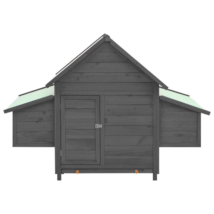 Kippenhok 152X96X110 Cm Massief Vurenhout Grijs en wit