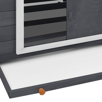 Kippenhok 152X96X110 Cm Massief Vurenhout Grijs en wit