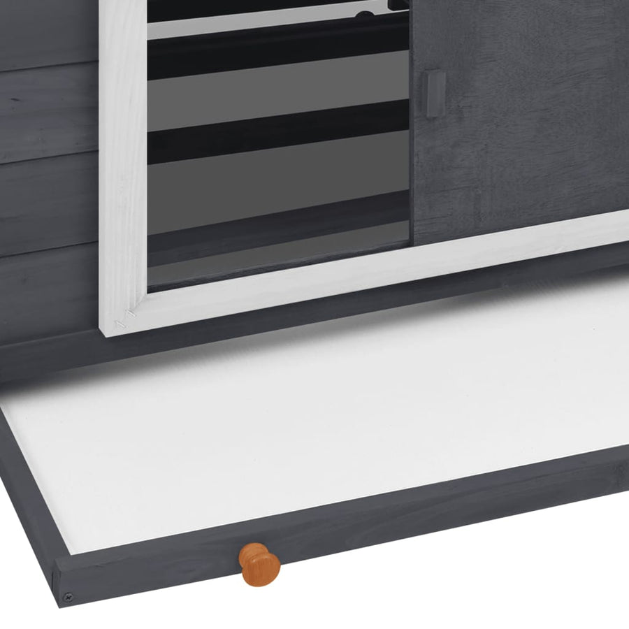 Kippenhok 152X96X110 Cm Massief Vurenhout Grijs en wit