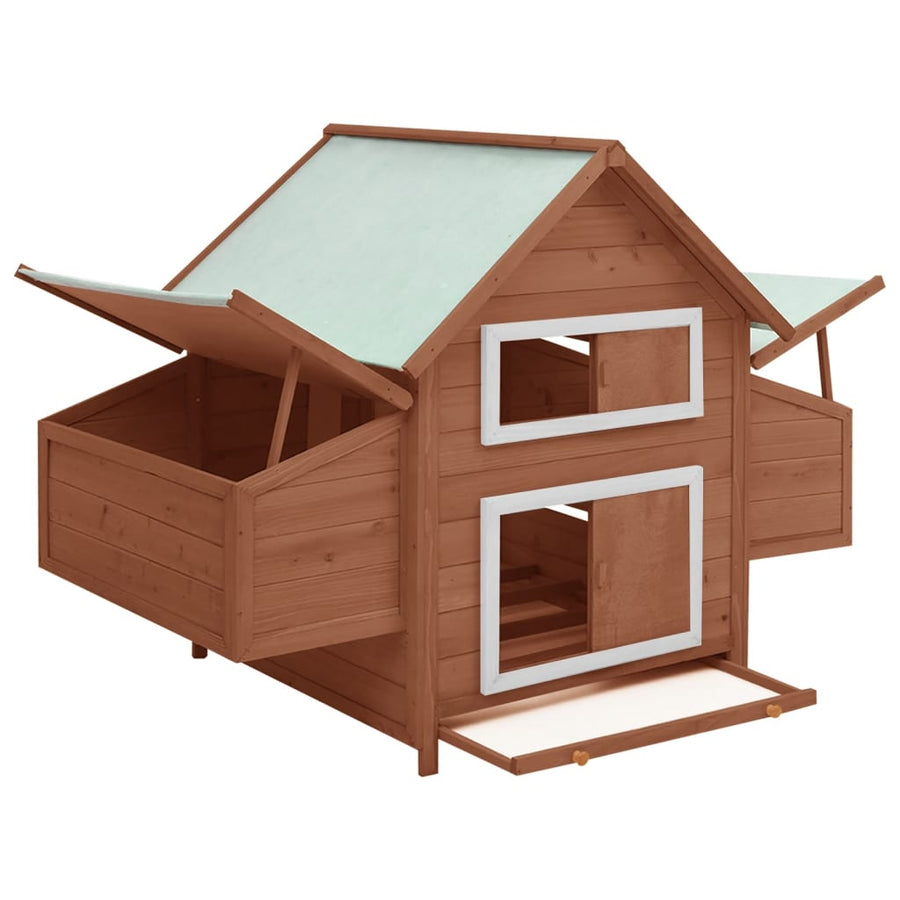 Kippenhok 152x96x110 cm massief vurenhout mokkakleurig en wit mocha and white