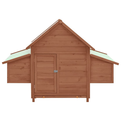 Kippenhok 152x96x110 cm massief vurenhout mokkakleurig en wit mocha and white