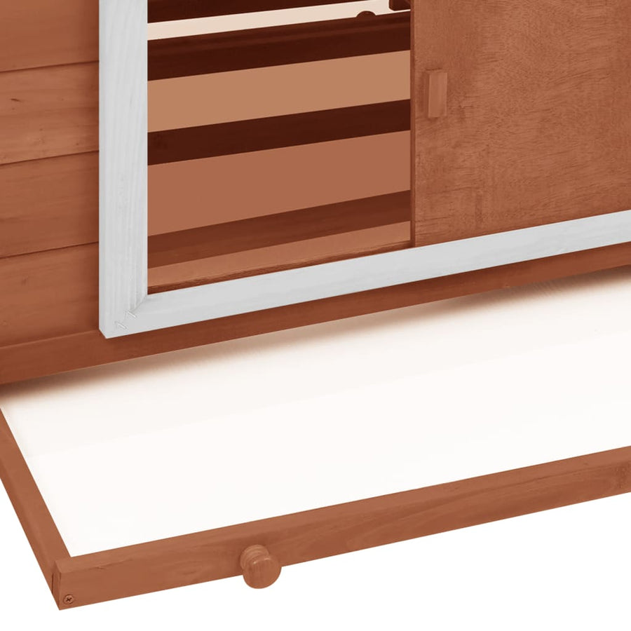 Kippenhok 152x96x110 cm massief vurenhout mokkakleurig en wit mocha and white