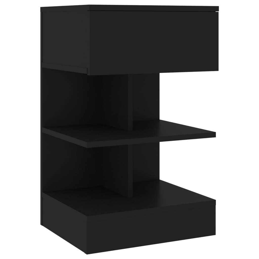 Nachtkastje 40X35X65 Cm Bewerkt Hout 1 Zwart