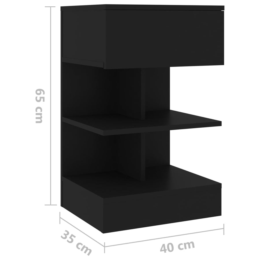 Nachtkastje 40X35X65 Cm Bewerkt Hout 1 Zwart