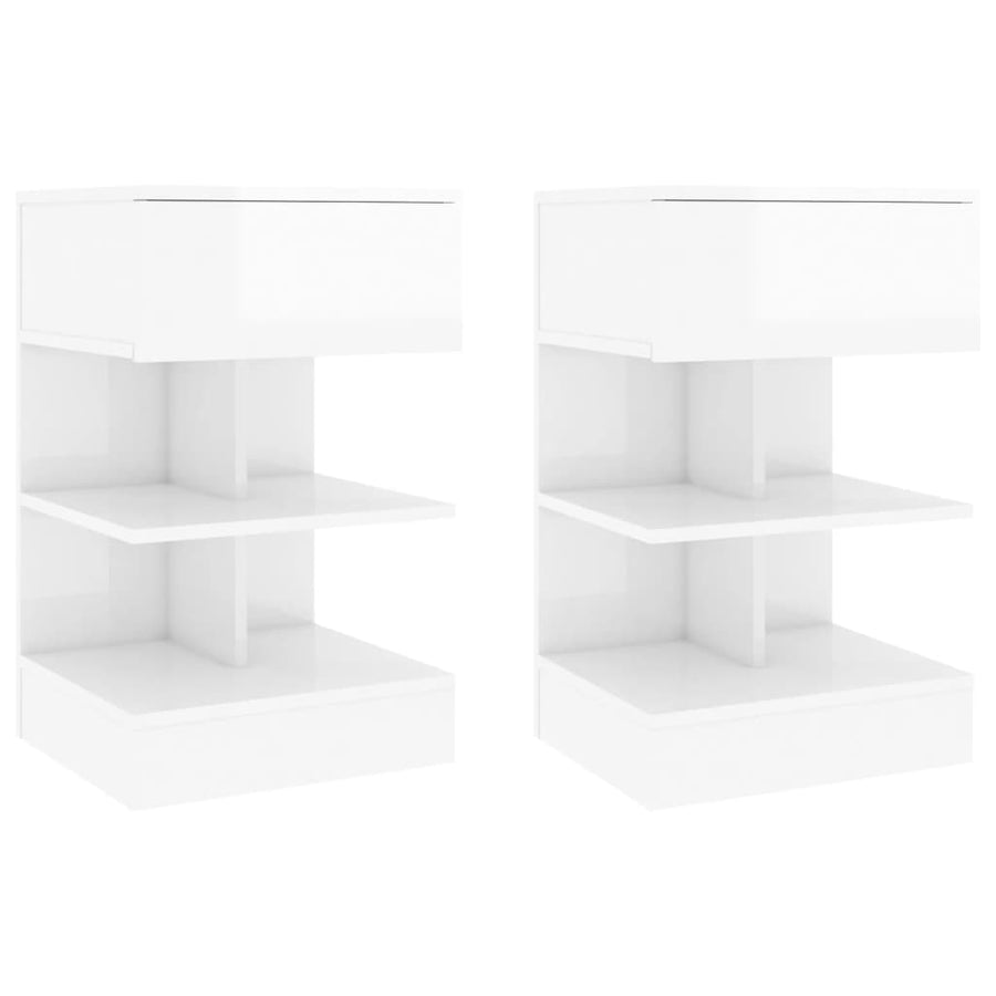 Nachtkastjes 40X35X65 Cm Spaanplaat 2 Hoogglans wit