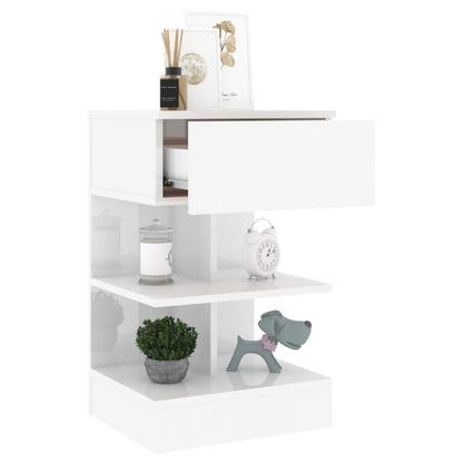 Nachtkastjes 40X35X65 Cm Spaanplaat 2 Hoogglans wit