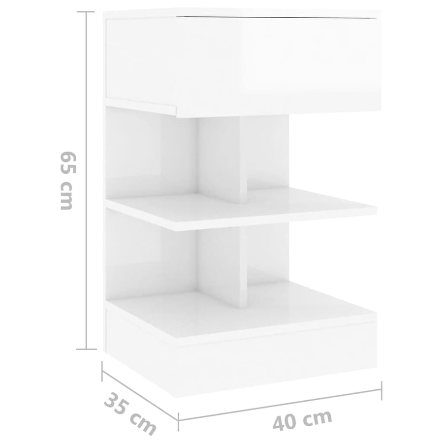 Nachtkastjes 40X35X65 Cm Spaanplaat 2 Hoogglans wit