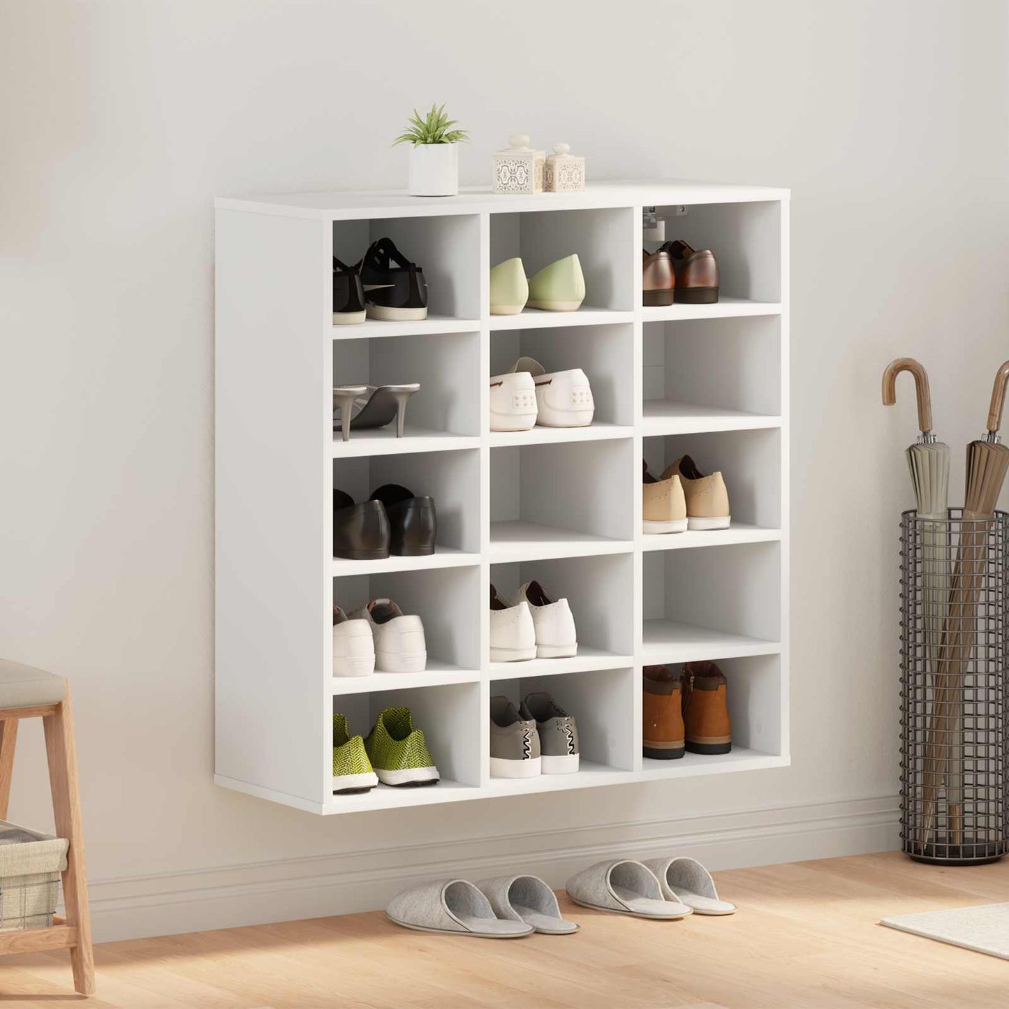 Schoenenkast met plank Wit 77,5 x 30 x 83,5 cm Bewerkt hout