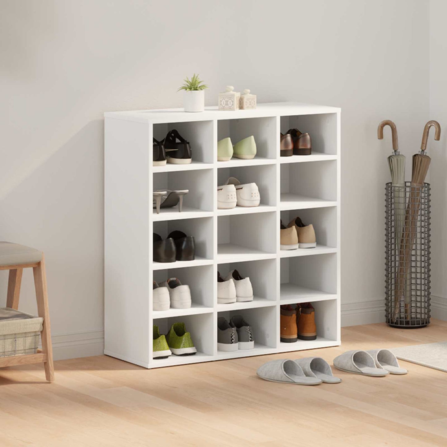 Schoenenkast met plank Wit 77,5 x 30 x 83,5 cm Bewerkt hout