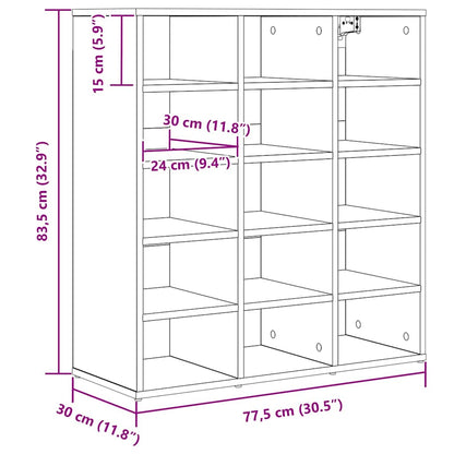 Schoenenkast met plank Wit 77,5 x 30 x 83,5 cm Bewerkt hout