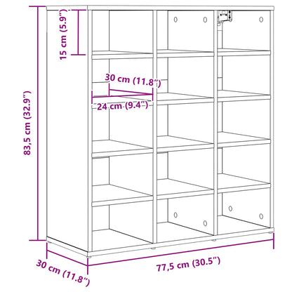 Schoenenkast met plank Wit 77,5 x 30 x 83,5 cm Bewerkt hout