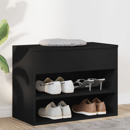 Schoenenbank 60x30x45 cm bewerkt hout zwart
