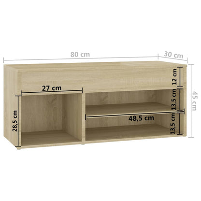 Schoenenbank 80X30X45 Cm Spaanplaat Kleurig Sonoma eiken