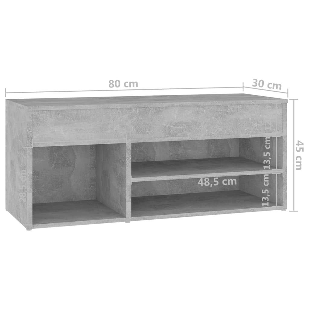 Schoenenbank 80X30X45 Cm Spaanplaat Betongrijs