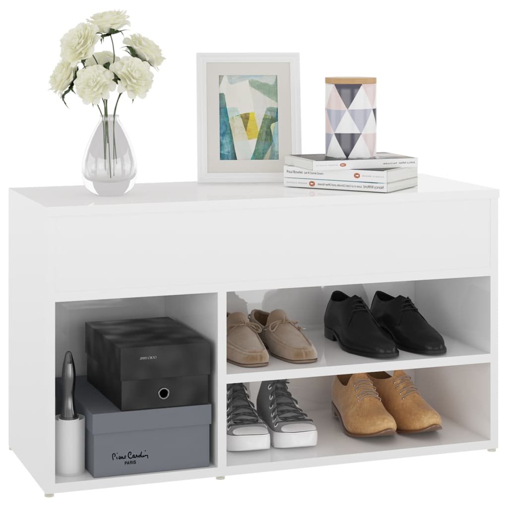 Schoenenbank 80X30X45 Cm Spaanplaat Hoogglans wit