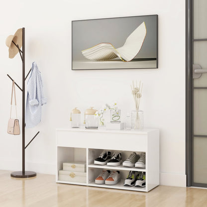 Schoenenbank 80X30X45 Cm Spaanplaat Hoogglans wit