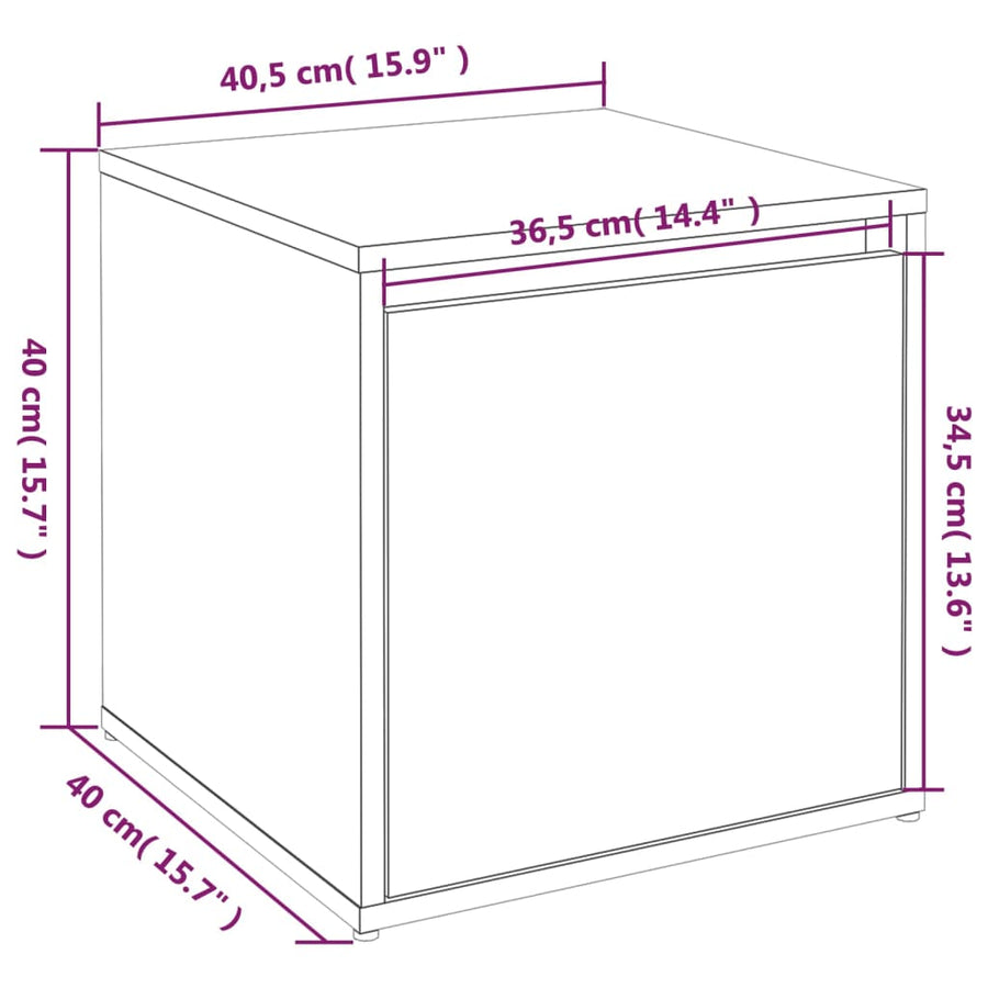 Opbergbox Met Lade 40,5X40X40 Cm Bewerkt Hout Betongrijs