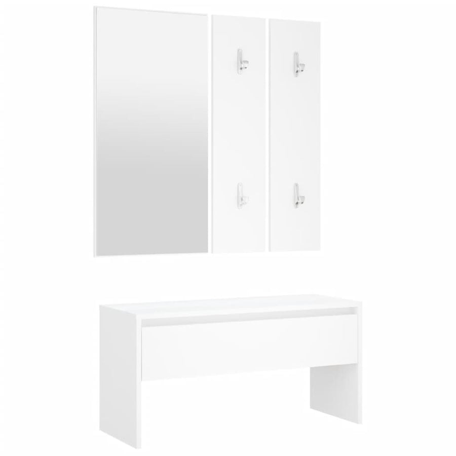 Halmeubelset Bewerkt Hout Wit