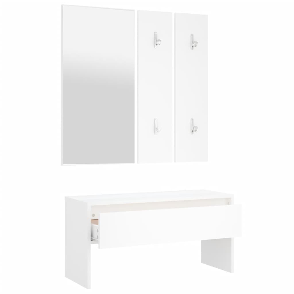 Halmeubelset Bewerkt Hout Wit