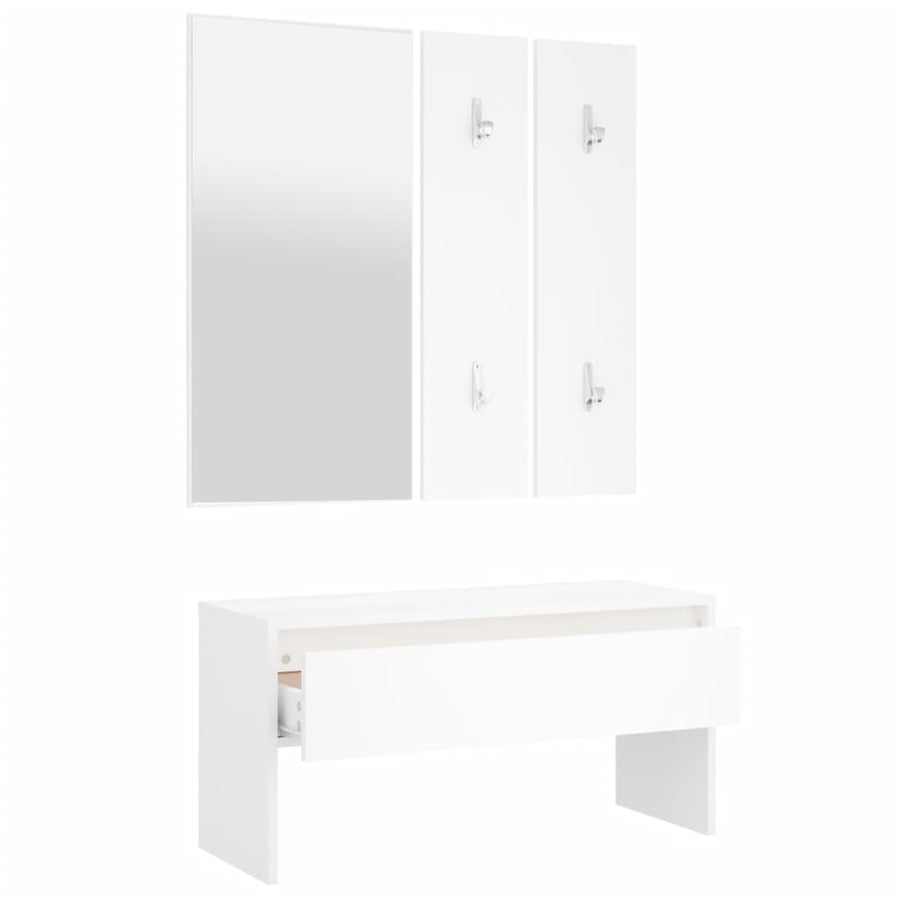 Halmeubelset Bewerkt Hout Wit