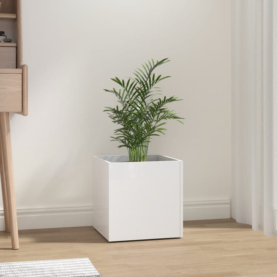 Plantenbak 40X40X40 Cm Bewerkt Hout Hoogglans Wit